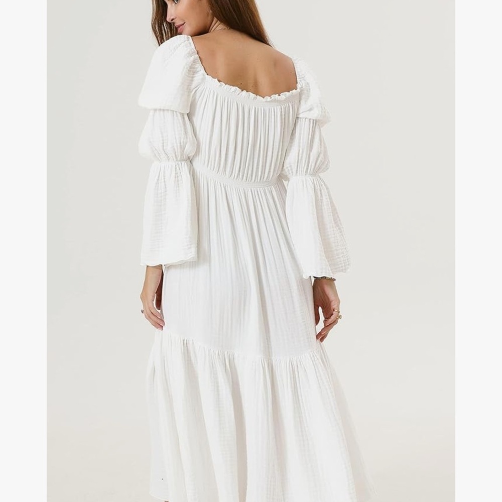 NOTHING FITS BUT Seine Maternity Gown Cotton Gauze Nursing Off Shoulder Sz S/M - Picture 3 of 12